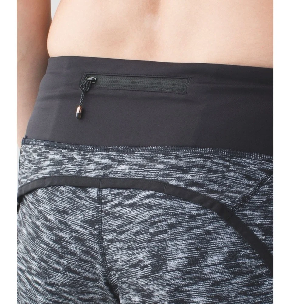 Lululemon Run Times Short *4-way Stretch Dramatic Static White Black Size 10
